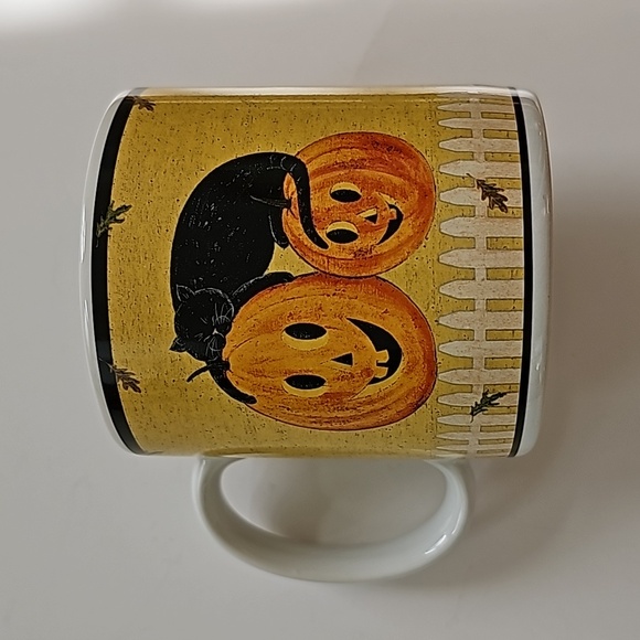 S/3 Vintage Warren Kimble "Pumpkin Dreams" Black Cat and Jack-o'-lantern Mugs - Picture 4 of 13